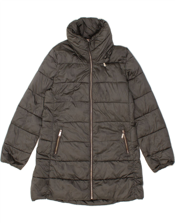 MASSIMO DUTTI Womens Hooded Padded Coat UK 16 Large Grey Nylon Vintage Massimo Dutti and Second-Hand Massimo Dutti from Messina Hembry 