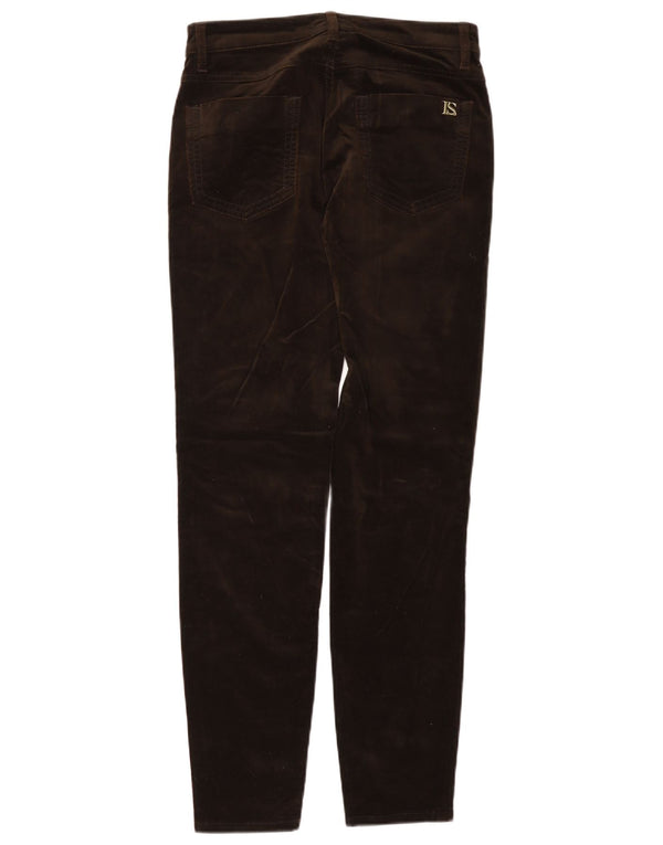 Luisa Spagnoli Pantalones casuales ajustados de terciopelo para mujer IT 40 Small W27 L29 Marrón