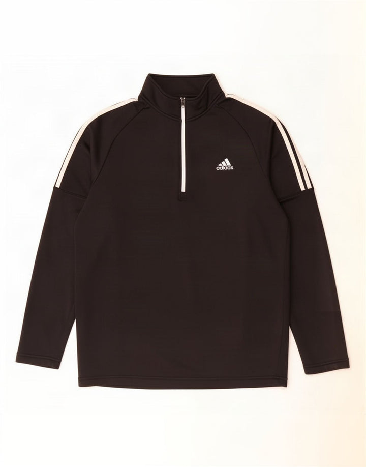Adidas Hombre Zip Neck Jersey Chándal Top XL Poliéster Negro