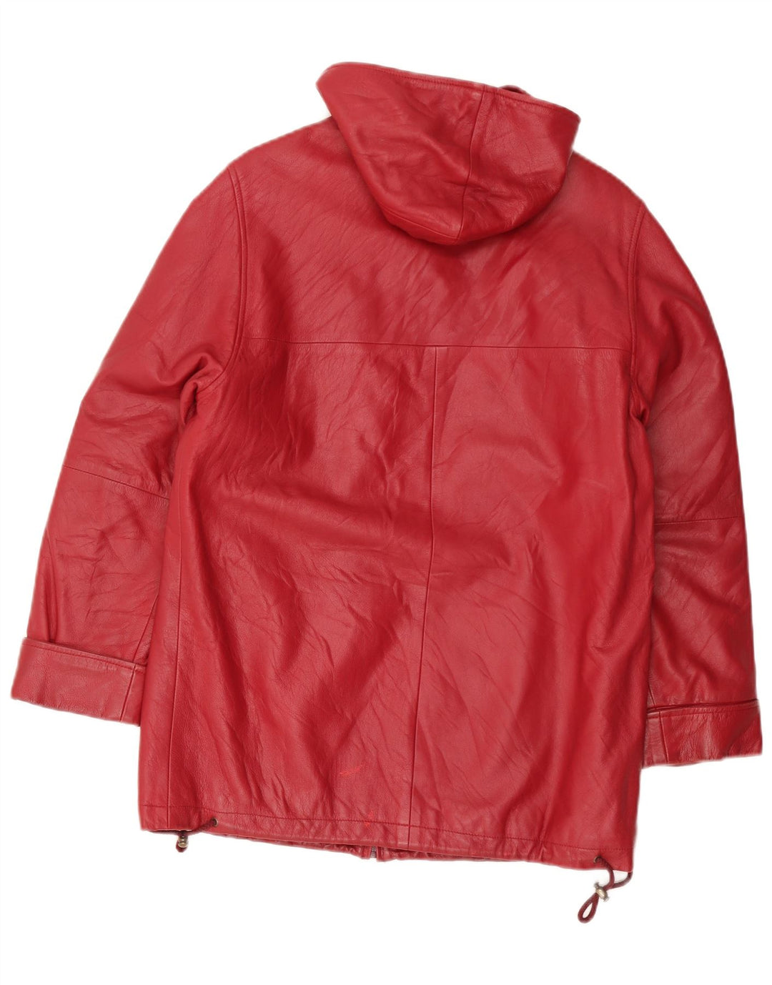 Vintage mujer abrigo de cuero con capucha Reino Unido 12 rojo medio