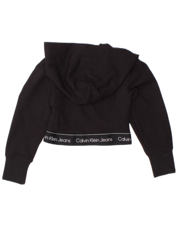 Calvin Klein Jersey con capucha y gráfico corto para niñas 3-4 años Viscosa negra