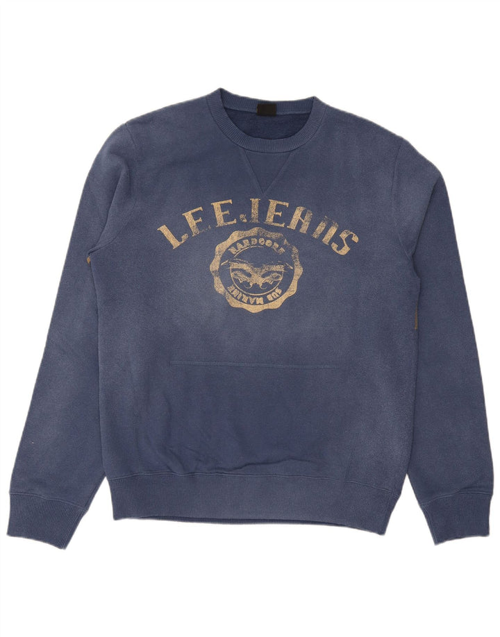 Lee Mens Graphic Sudadera Jumper Grande Azul Marino Algodón