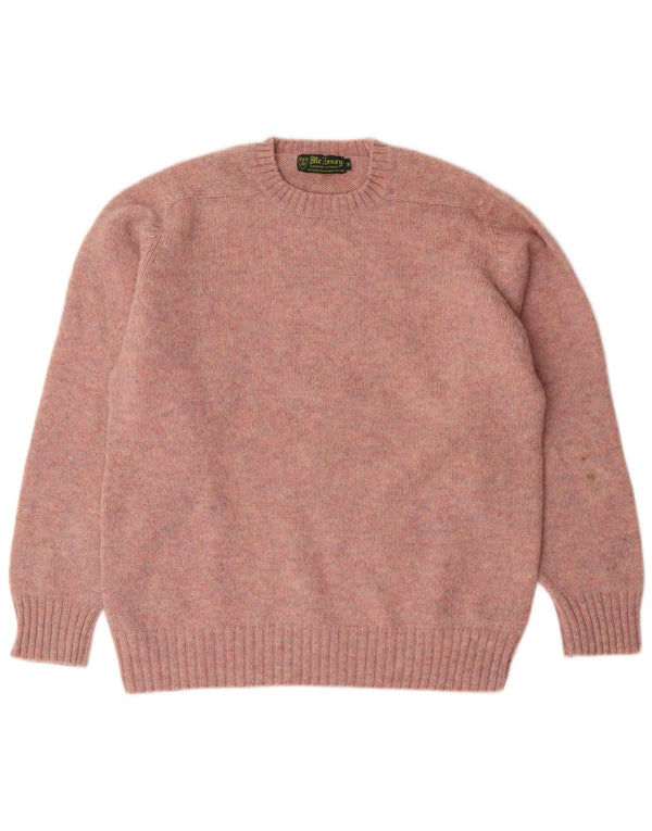 MC Kenzy Mens Crew Neck Jumper Sweater Medium Pink Wool