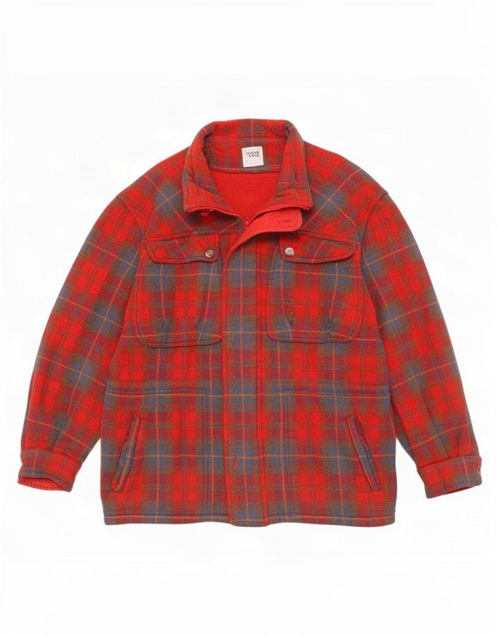 Think Pink Abrigo cortavientos para hombre IT 48 Lana a cuadros roja mediana
