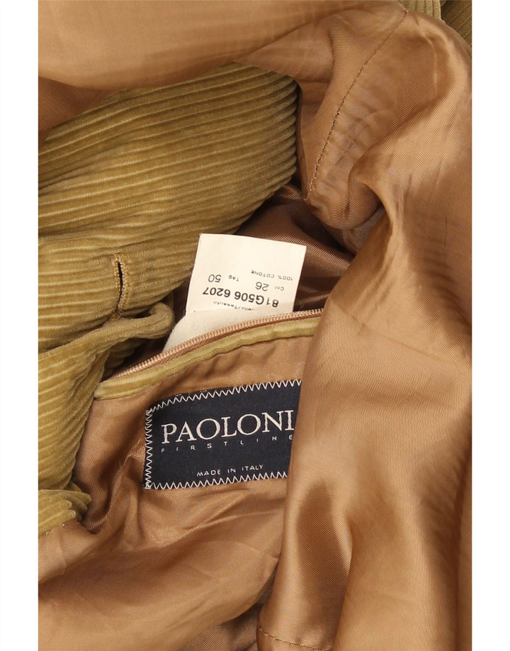 Paoloni Chaqueta Blazer De Pana De 3 Botones Para Hombre IT 50 Grande Algodón Beige