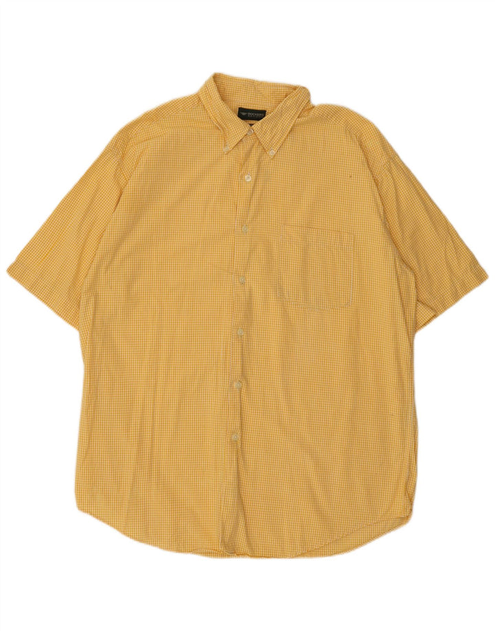 Dockers Camisa de manga corta para hombre de algodón a cuadros amarillo grande