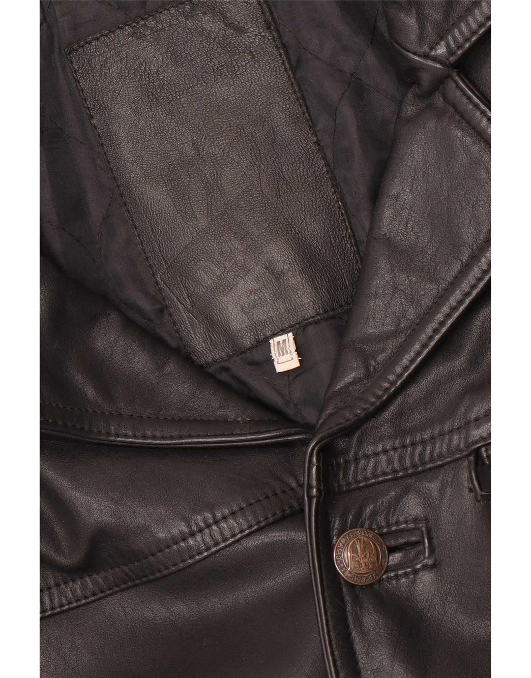Vintage hombres chaqueta de cuero Reino Unido 38 medio negro