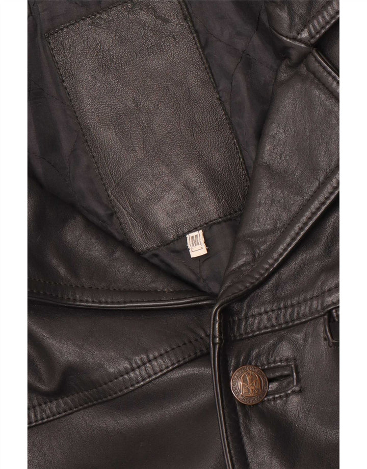 Vintage hombres chaqueta de cuero Reino Unido 38 medio negro