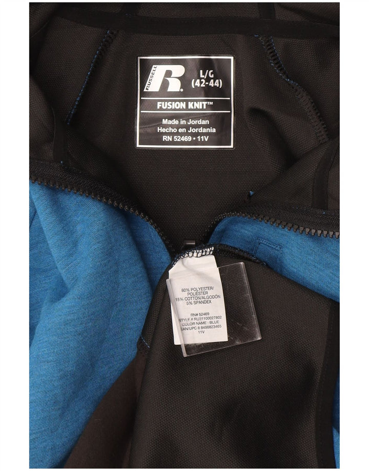 Russell Athletic - Sudadera con capucha y cremallera para hombre, talla 42/44, algodón azul grande