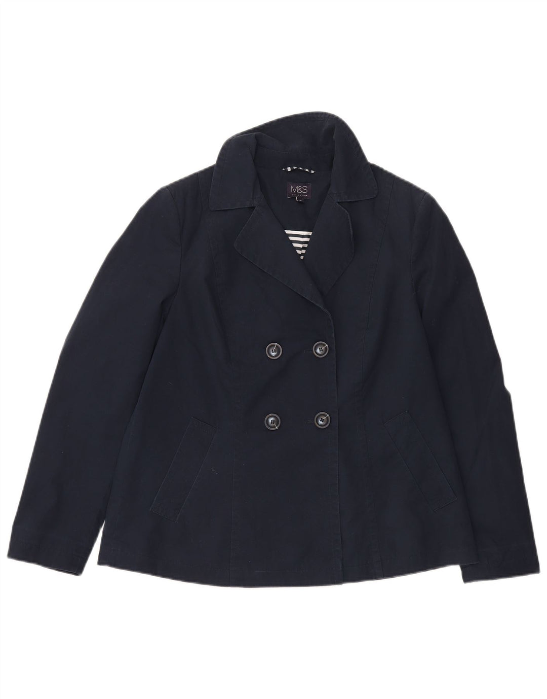 Marks & Spencer Chaquetón para mujer UK 10 Small Azul marino Algodón