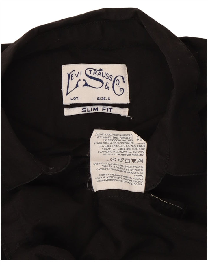 Levi's Camisa ajustada de manga corta para hombre, talla pequeña, algodón negro