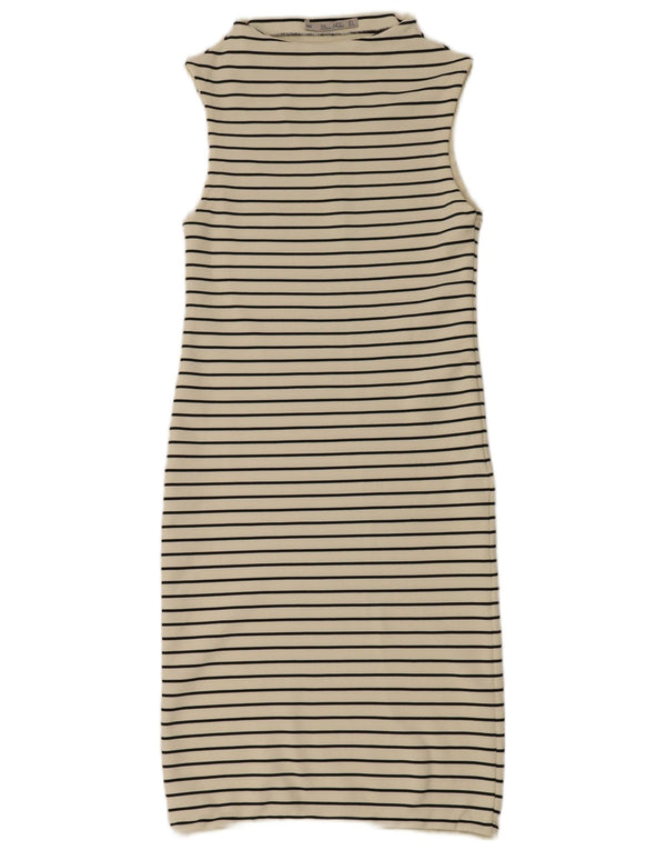 Zara Mujer Maxi Vestido Sin Mangas UK 40 Pequeño Poliéster A Rayas Blancas