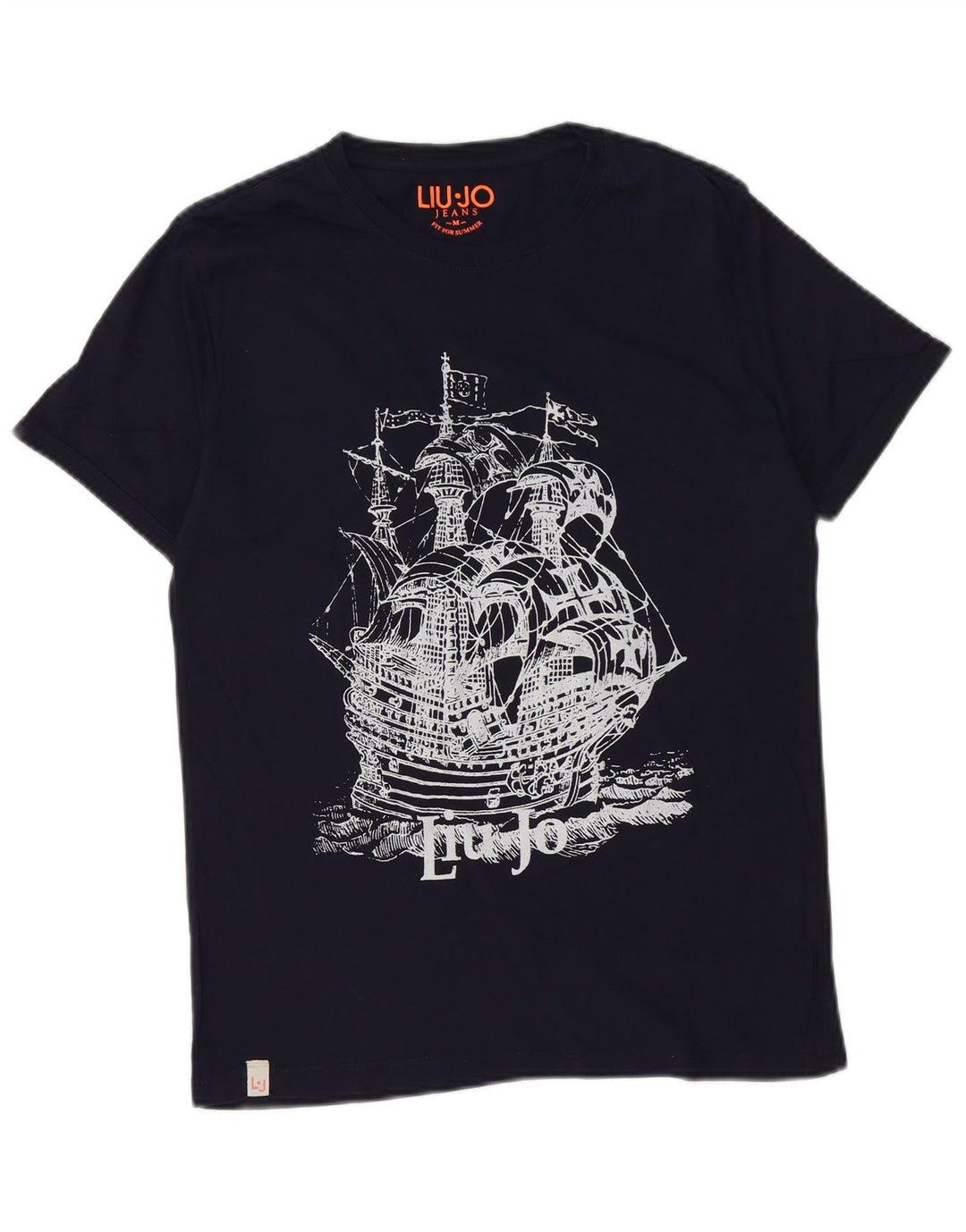 Liu Jo Hombre Camiseta Gráfica Top Medium Azul Marino Algodón