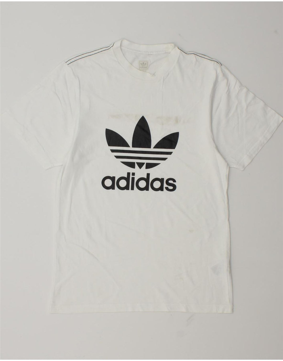 Adidas - Camiseta gráfica para hombre, talla pequeña, algodón blanco