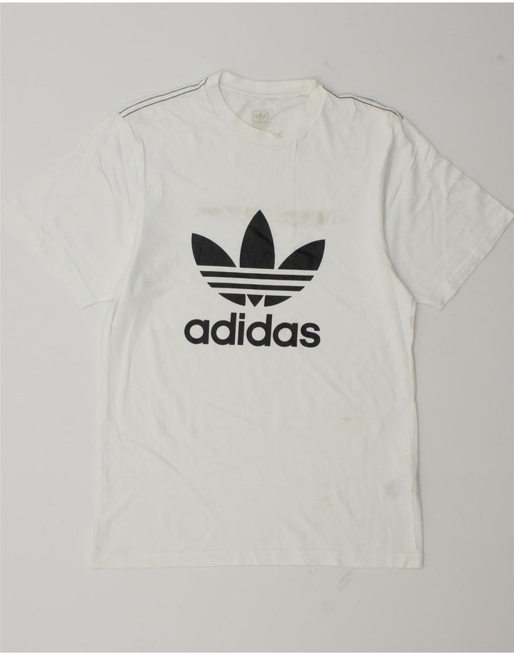 Adidas - Camiseta gráfica para hombre, talla pequeña, algodón blanco