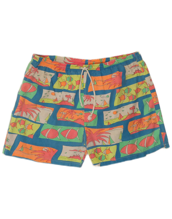 Vintage hombres patrón abstracto natación pantalones cortos medio multicolor