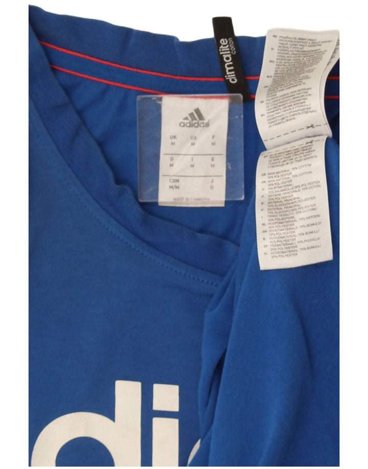 Adidas Mens Climalite Graphic Camiseta Top Algodón Azul Medio