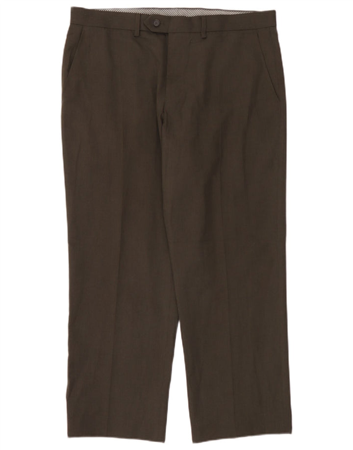 Marks & Spencer Pantalón de traje recto para hombre W36 L29 Poliéster marrón