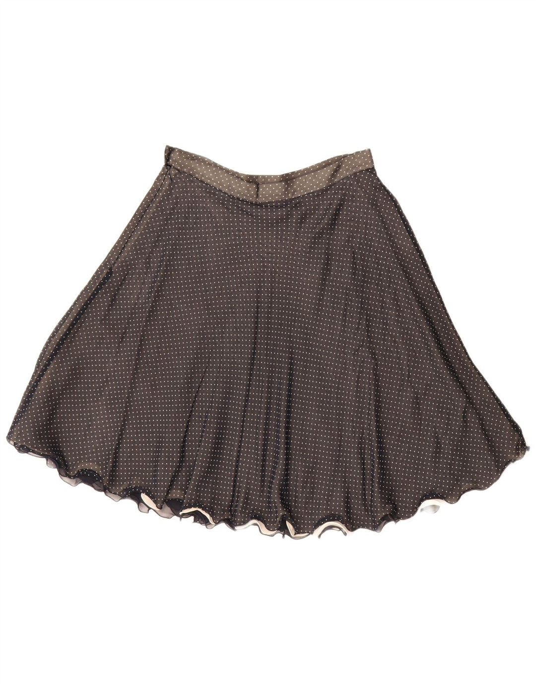 Vintage mujer A-Line falda IT 44 Medio W28 Seda manchada negra