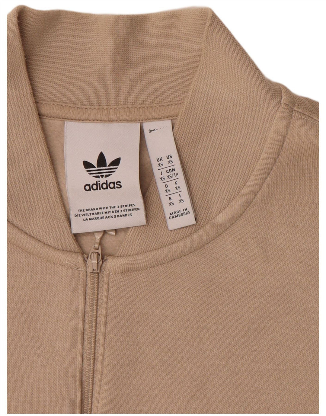 ADIDAS Hombre Graphic Zip Neck Sudadera Jumper XS Beige Colorblock Algodón