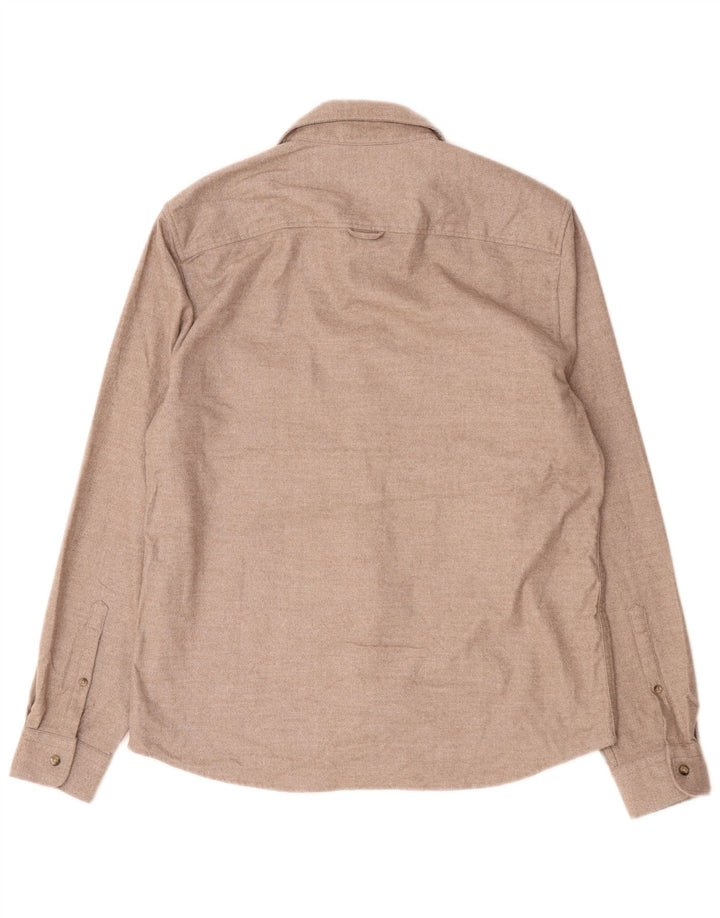 Camisa de franela de corte regular Reiss para hombre XL Poliéster moteado beige