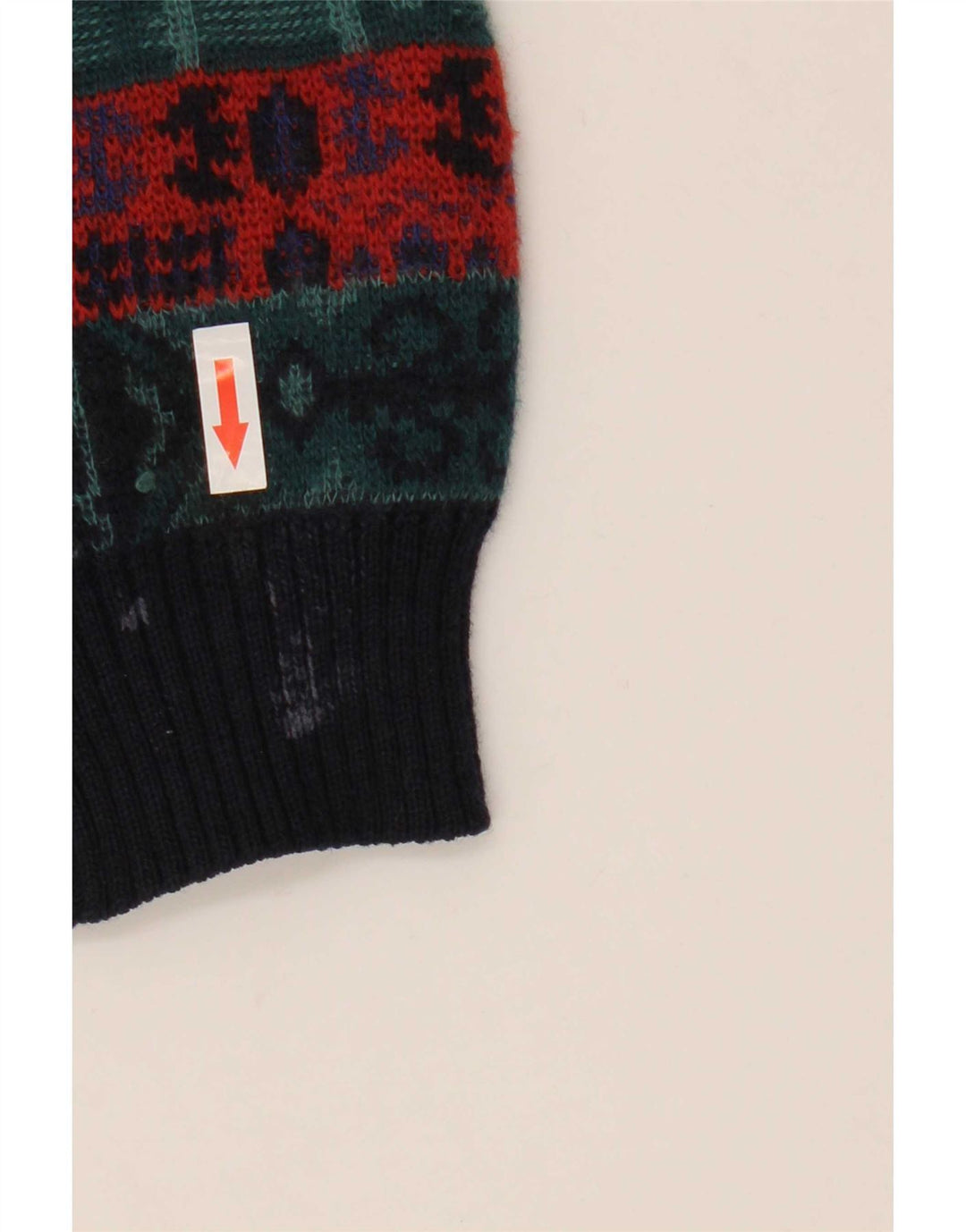 Vintage hombres Cardigan suéter IT 52 gran lana geométrica multicolor
