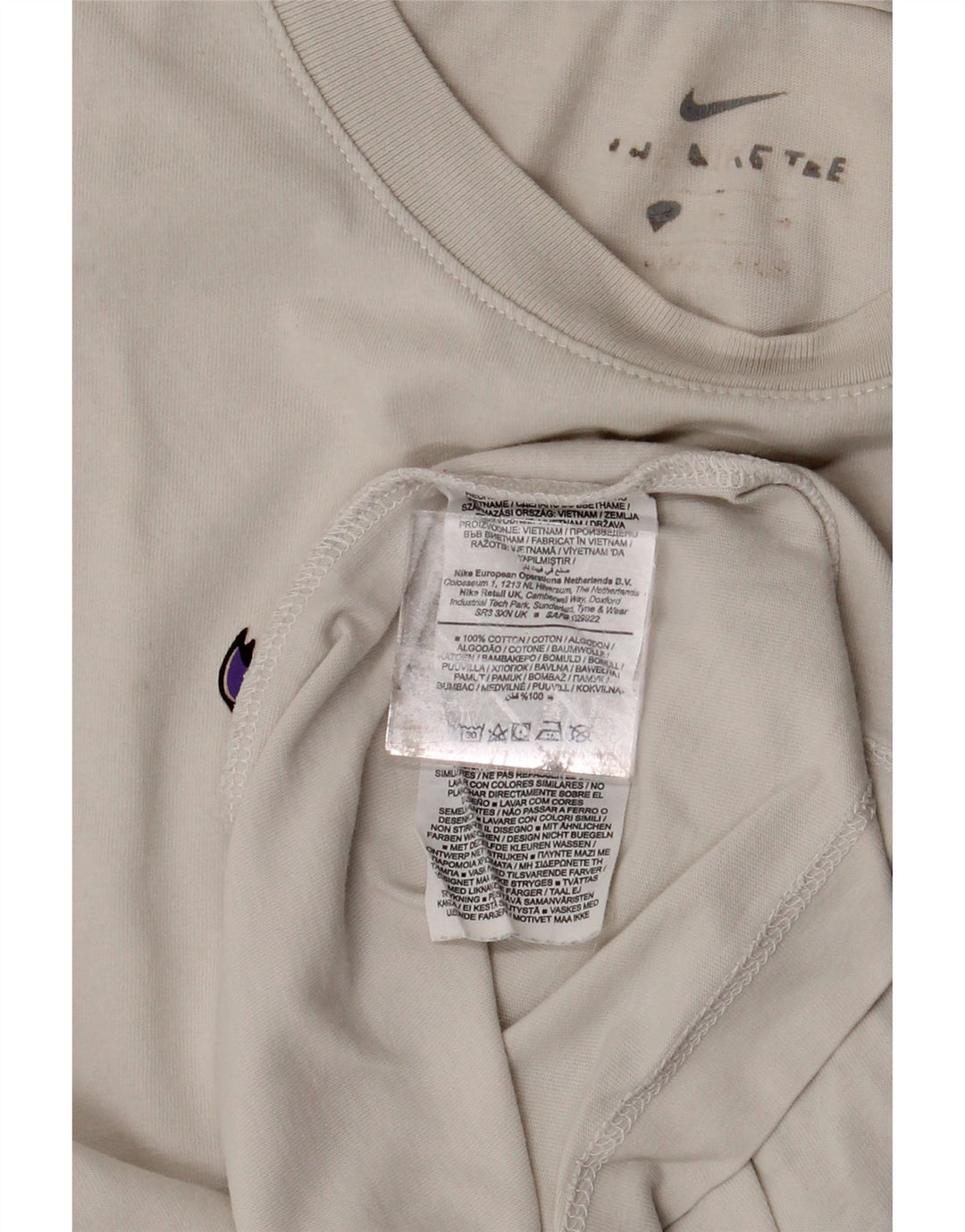 NIKE Camiseta gráfica para hombre Top grande de algodón blanco roto