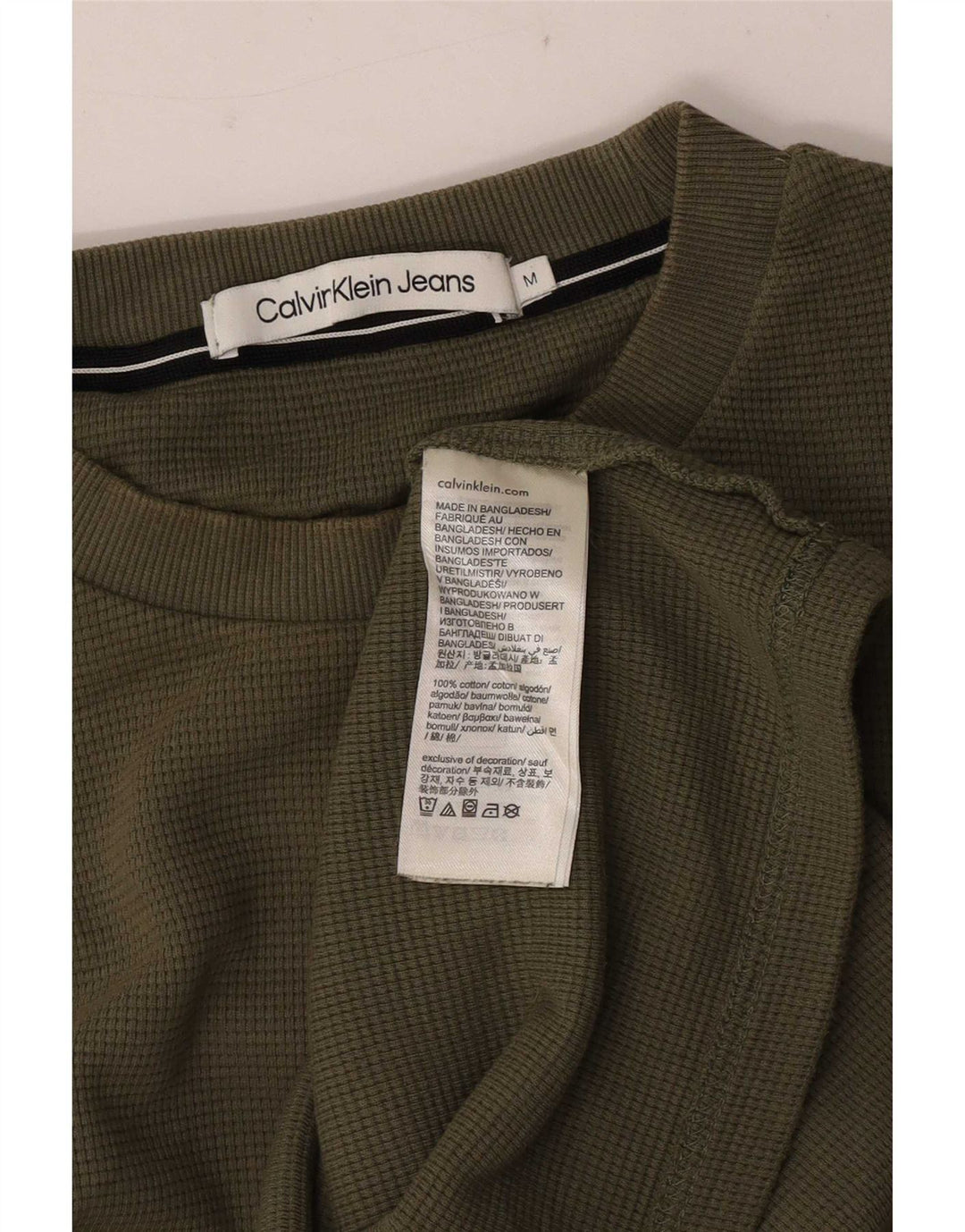 Calvin Klein Jeans Hombre Top Gráfico Manga Larga Algodón Caqui Medio
