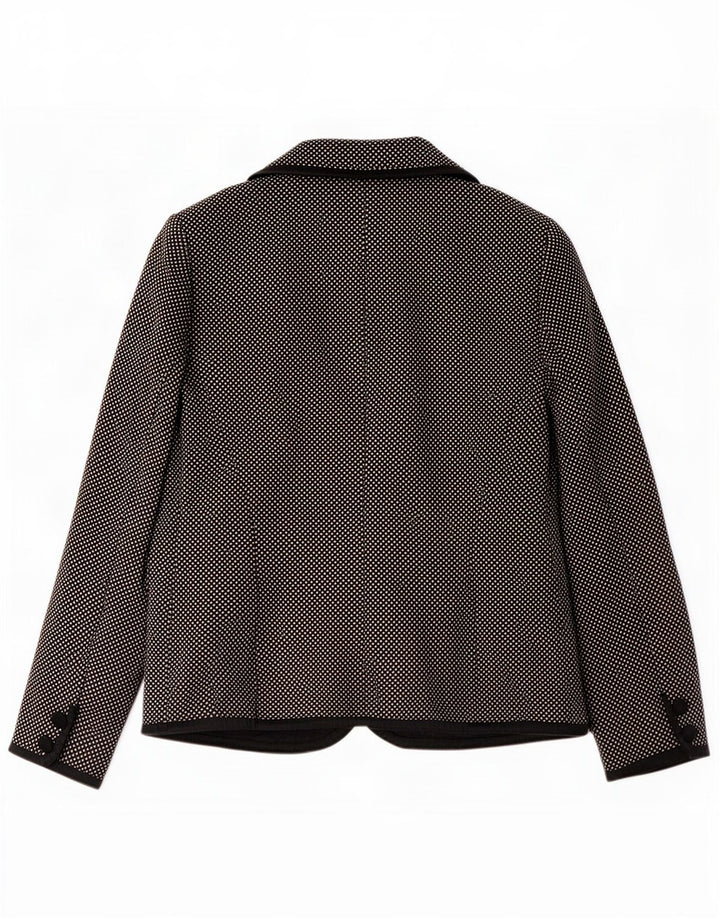 Luisa Spagnoli Chaqueta tipo blazer de 3 botones para mujer UK 10 Small Lana moteada negra