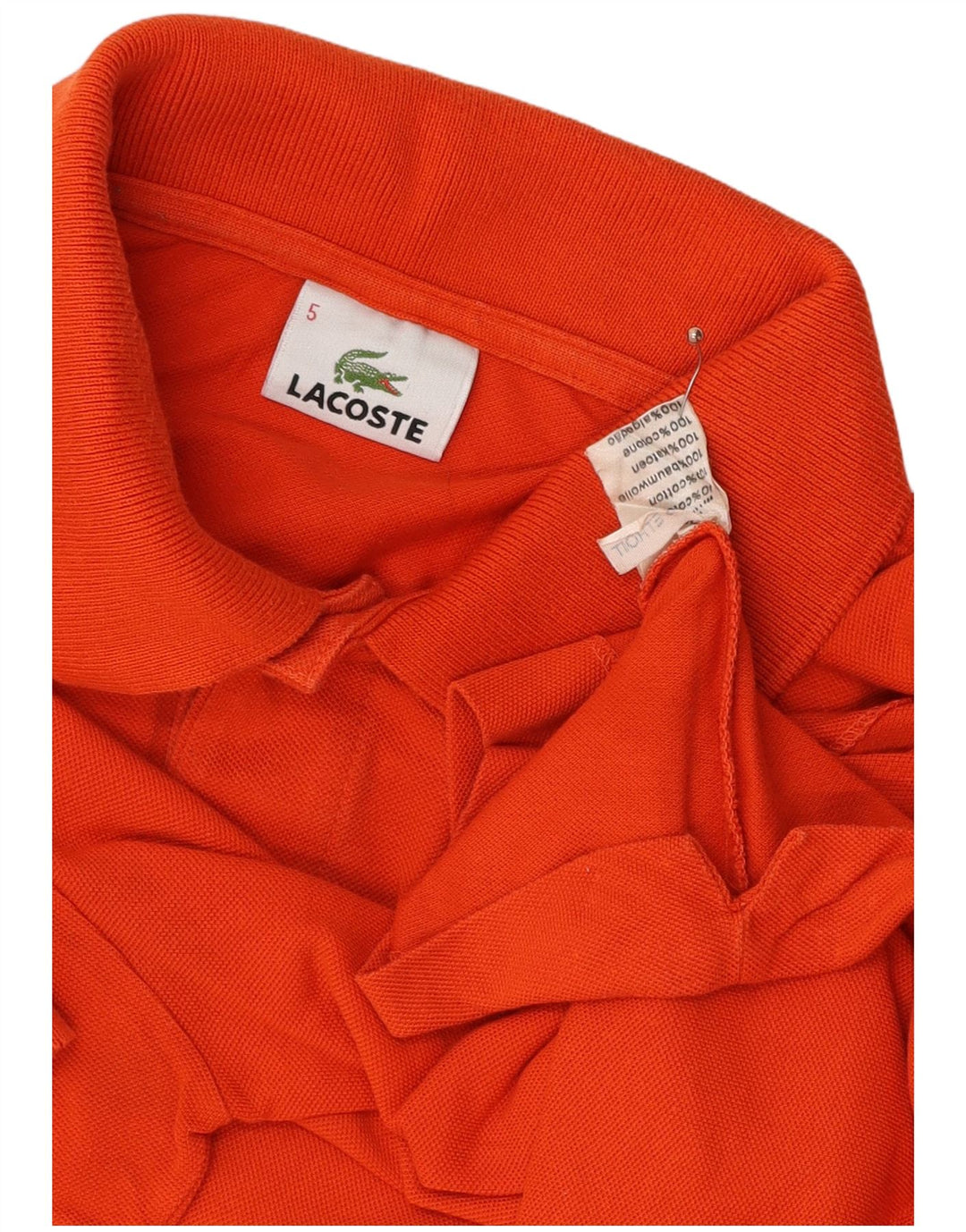 LACOSTE Polo para hombre talla 5 grande algodón naranja