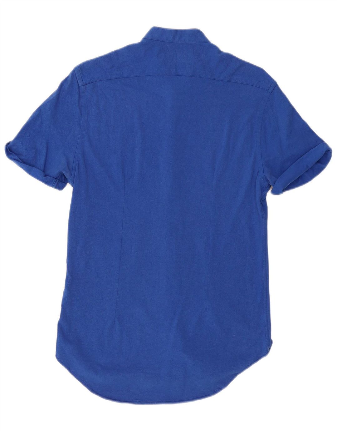 ZARA Hombre Camisa Slim Fit Manga Corta Algodón Azul Medio