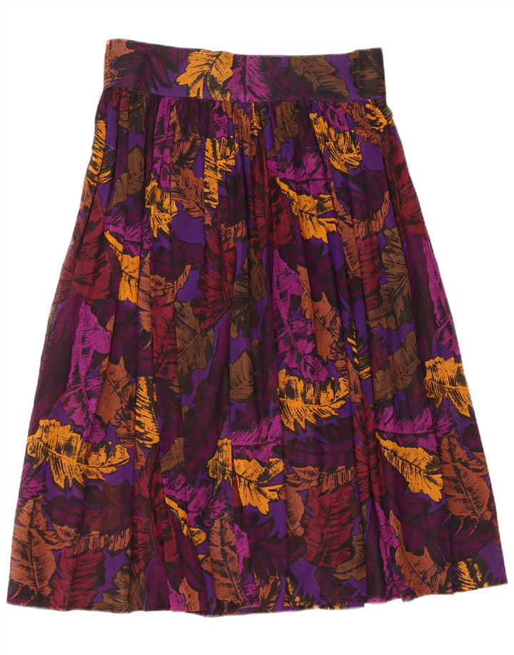 Vintage mujer falda plisada US 6 medio W32 multicolor floral