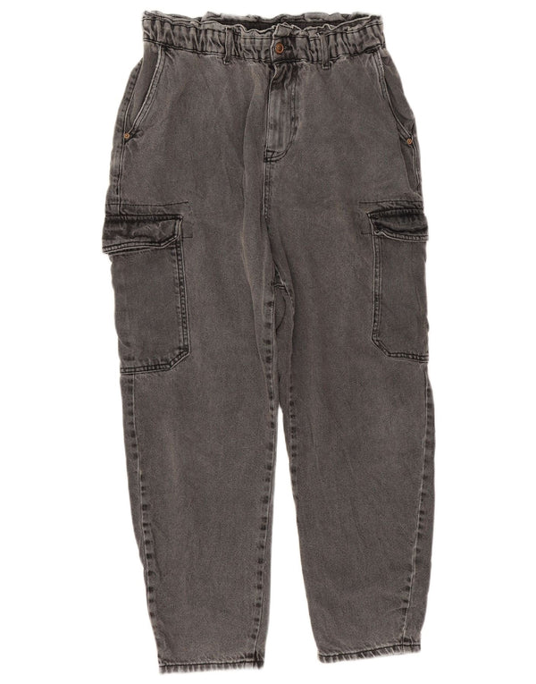 Zara Mujer Crop Cargo Loose Jeans EU 40 Medium W32 L25 Algodón Gris