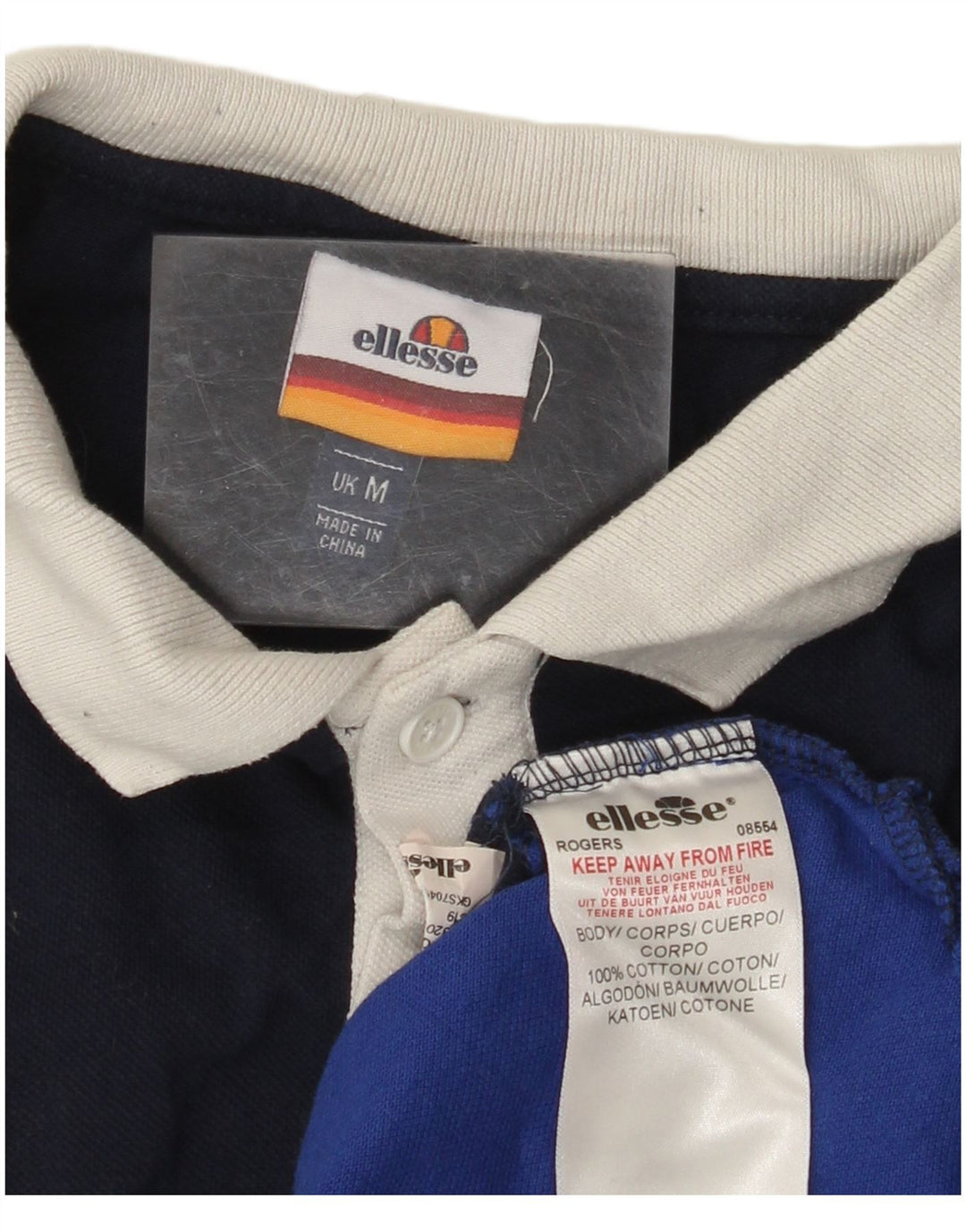 ELLESSE Polo gráfico para hombre de algodón con bloques de color multicolor mediano
