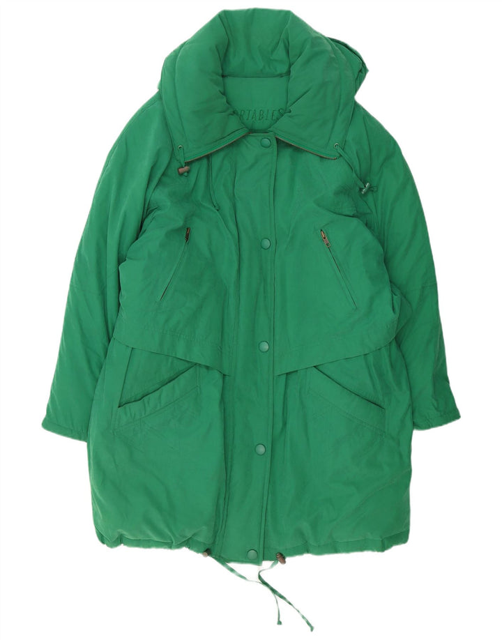 VINTAGE Abrigo acolchado de gran tamaño para mujer EU 42 Poliéster verde grande