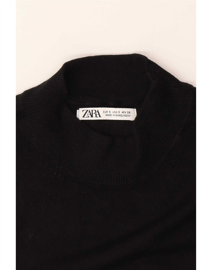 Zara Hombre Jersey De Manga Corta Con Cuello De Tortuga Suéter Pequeño Negro