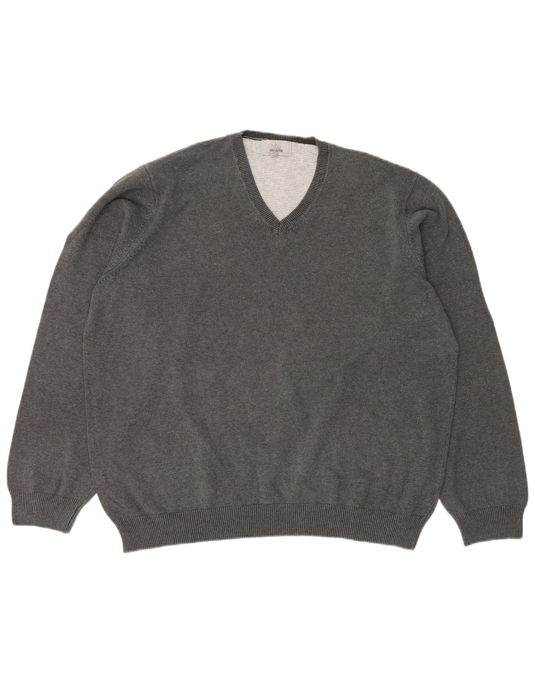 Marks & Spencer - Jersey con cuello en V para hombre, talla 2XL, algodón gris