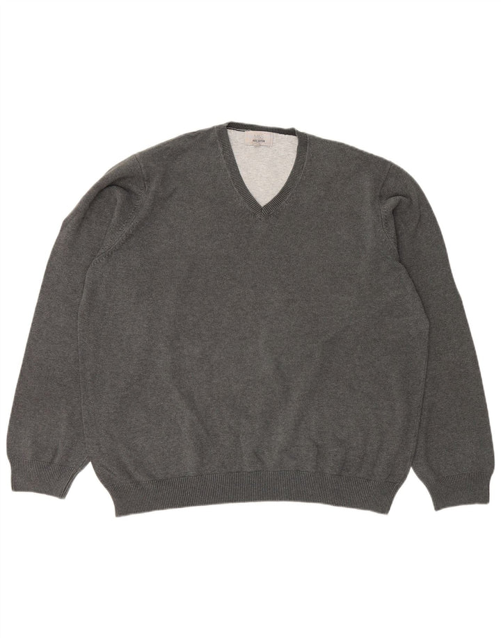 Marks & Spencer - Jersey con cuello en V para hombre, talla 2XL, algodón gris