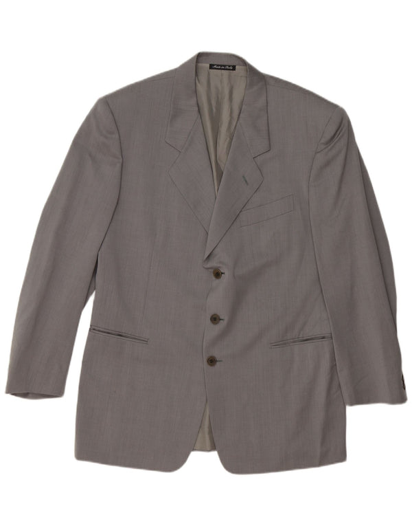 PAL ZILERI Chaqueta tipo blazer de 3 botones para hombre IT 50 Large Grey Virgin Wool