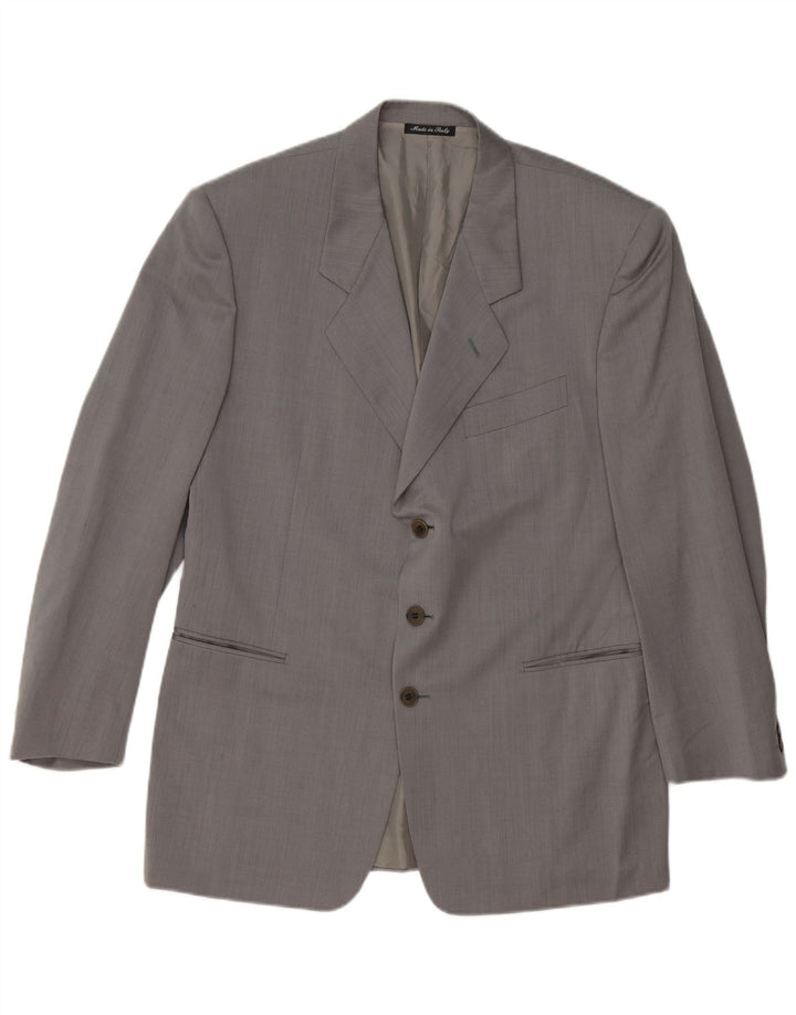 PAL ZILERI Chaqueta tipo blazer de 3 botones para hombre IT 50 Large Grey Virgin Wool