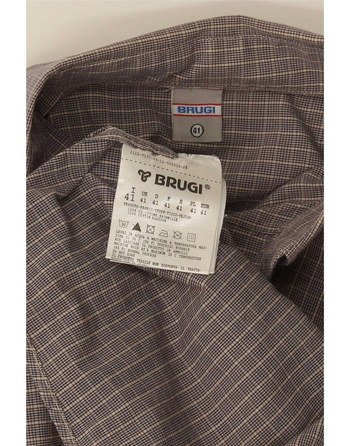 Brugi Camisa de manga corta para hombre Talla 41 Algodón a cuadros gris grande