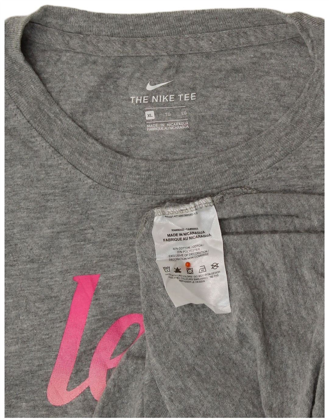 NIKE Camiseta gráfica para mujer UK 40 XL Algodón gris