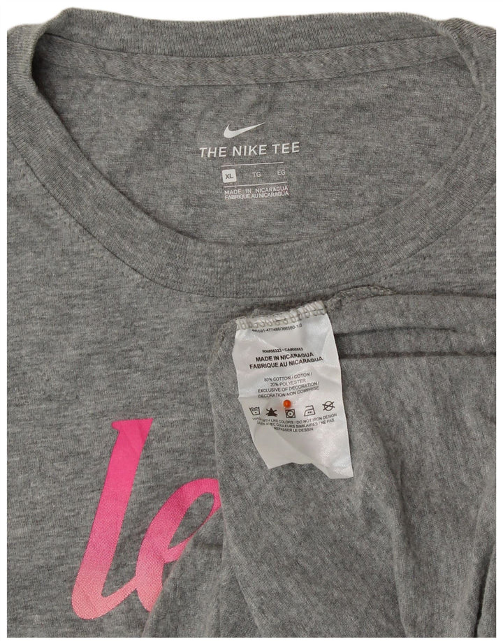 NIKE Camiseta gráfica para mujer UK 40 XL Algodón gris
