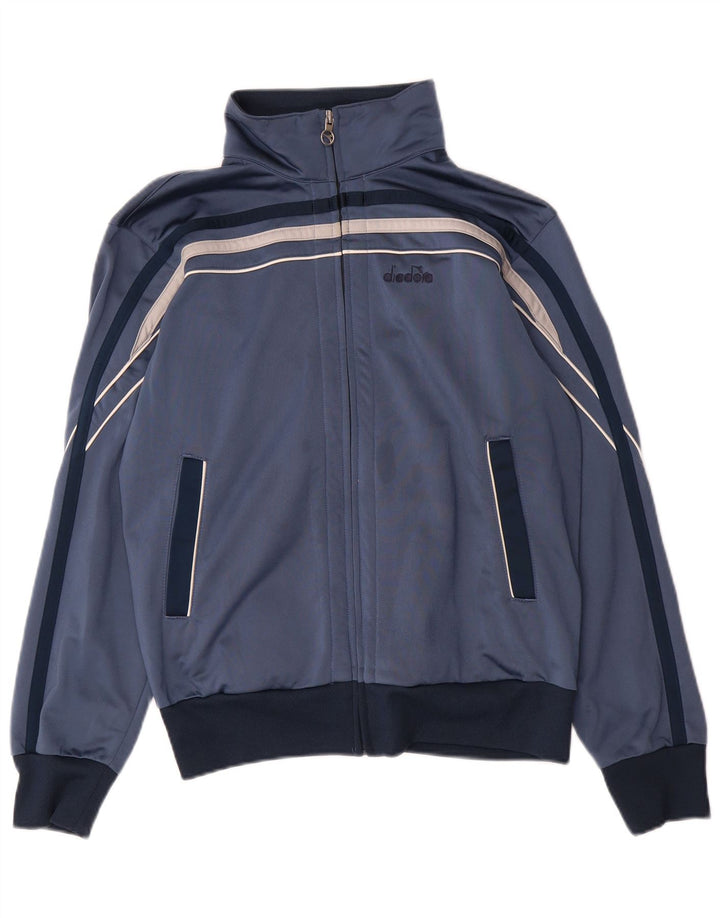 Diadora Chaqueta de chándal para hombre ES 36 Small Azul Colorblock Poliéster