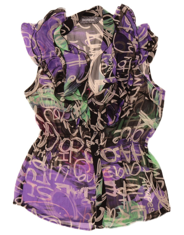 Desigual Blusa camisera gráfica para mujer EU 44 XL Poliéster multicolor