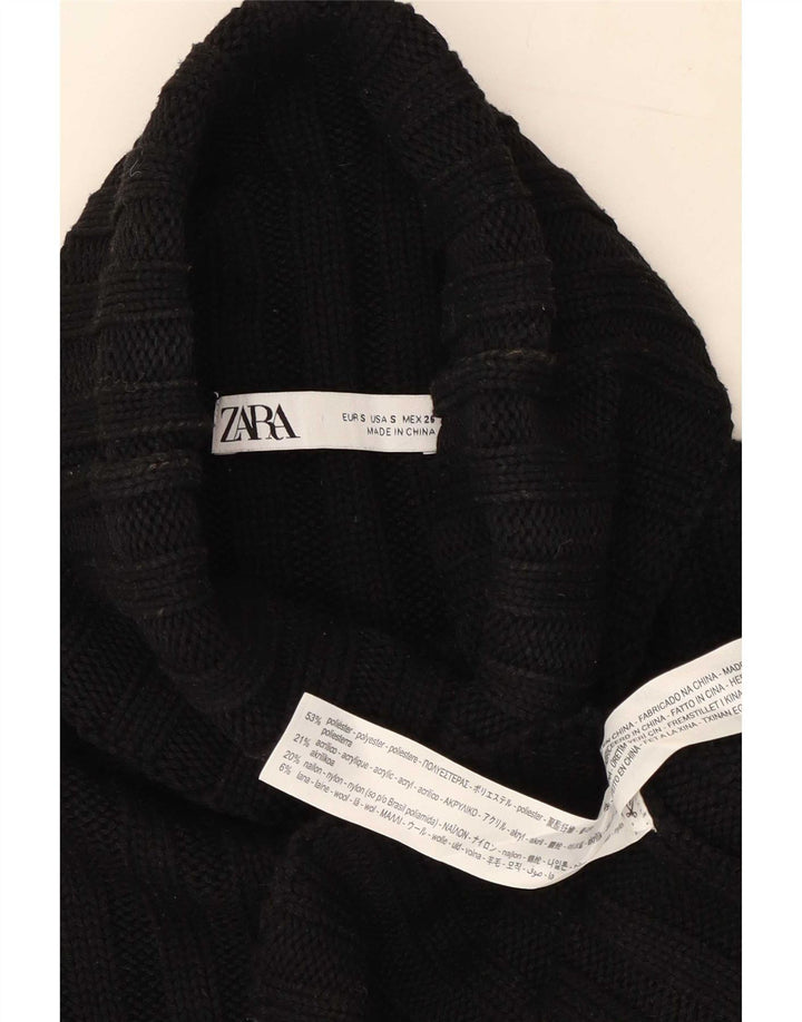 Zara Mujer Chaleco Tank Top UK 10 Small Negro Poliéster