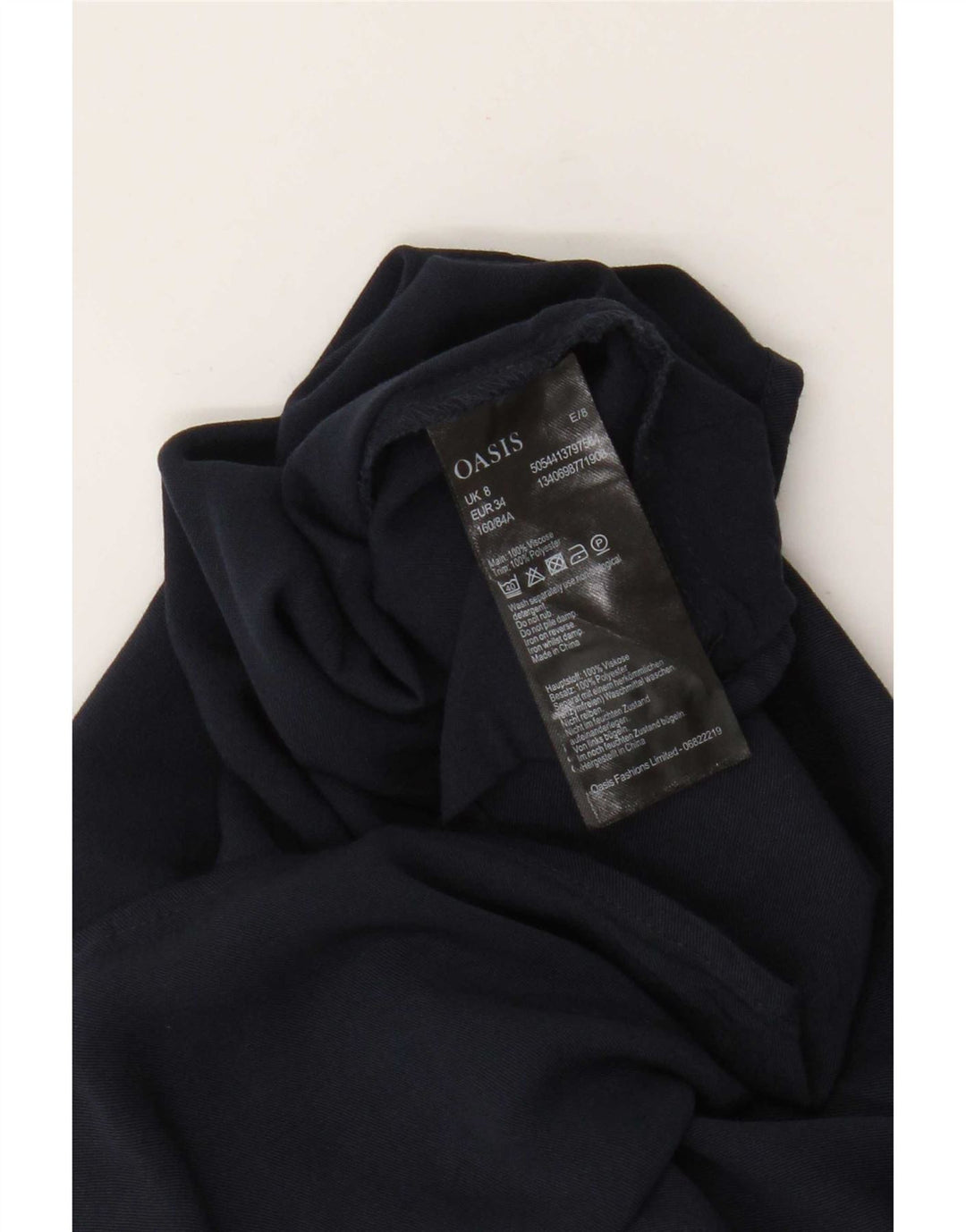 Oasis Top corto con hombros descubiertos para mujer UK 8 Small Viscosa azul marino