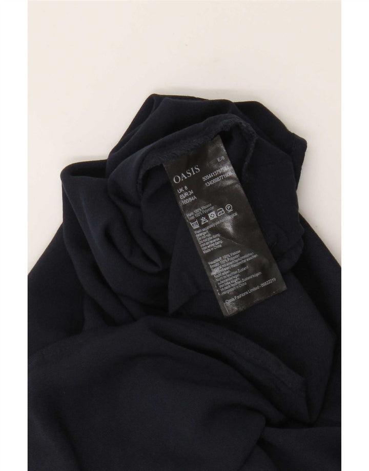 Oasis Top corto con hombros descubiertos para mujer UK 8 Small Viscosa azul marino
