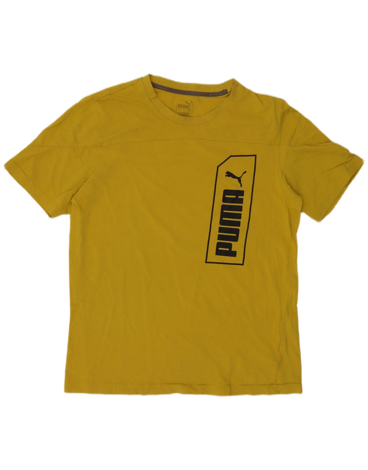 Puma - Camiseta gráfica para hombre, talla pequeña, algodón amarillo