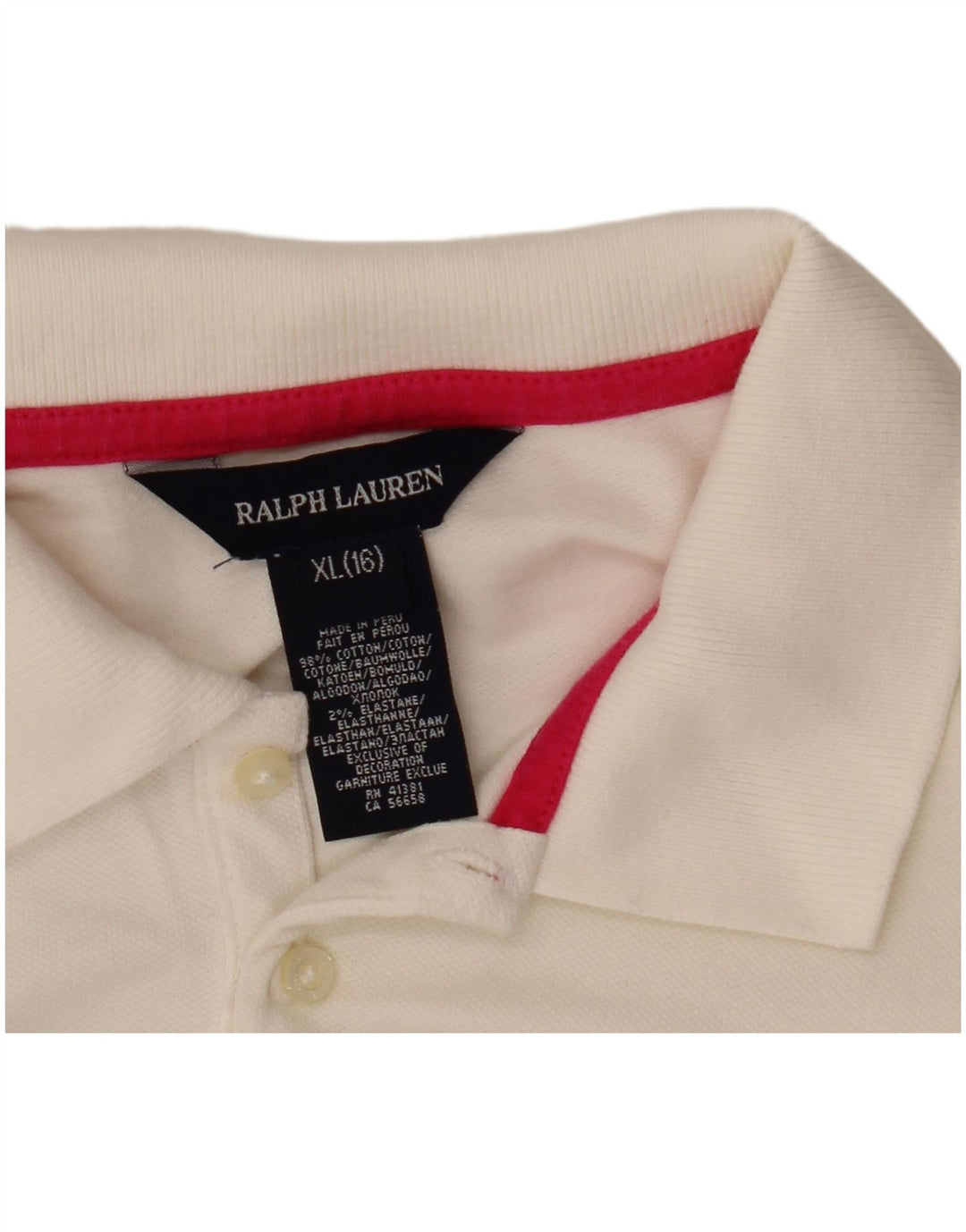 Ralph Lauren Polo Manga Larga Niña 13-14 Años XL Algodón Blanco
